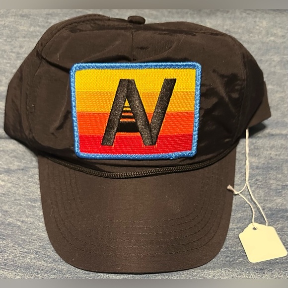 ‼️RARE‼️?AVIATOR NATION??NWT? LOGO RAINBOW—VINTAGE NYLON TRUCKER HAT in Black main image 5